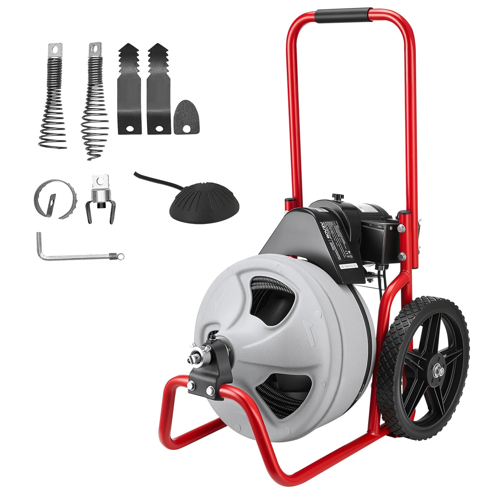 Drain Cleaner Machine 22m x 9.5mm, Sewer Snake Auger Manual Feed on Wheels, Portable Drain Cleaning Machine V952-GDSTJLSGTSSD3Q964001V3
