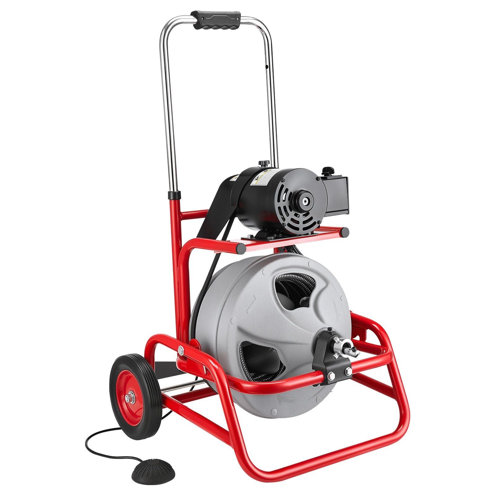 Drain Cleaner Machine 22m x 9.5mm, Sewer Snake Auger on Wheels, Manual Feed Drain Cleaning Machine with V952-GDSTJLSGTSSDJ4OVD001V3
