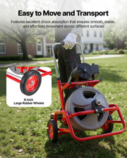 Drain Cleaner Machine 22m x 9.5mm, Sewer Snake Auger on Wheels, Manual Feed Drain Cleaning Machine with V952-GDSTJLSGTSSDJ4OVD001V3