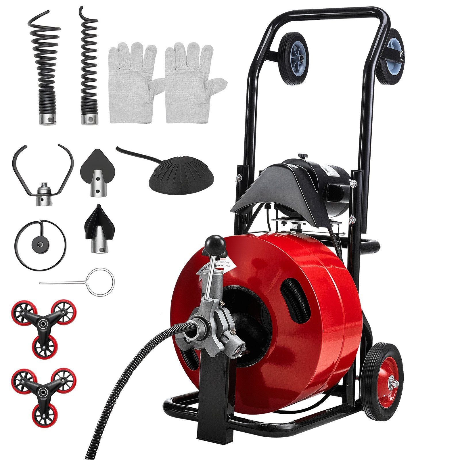 Drain Cleaner Machine 30m x 19mm, Auto Feed Sewer Snake Auger, Portable Drain Cleaning Machine with V952-GDSTJLSGTSZD6CZH9001V3