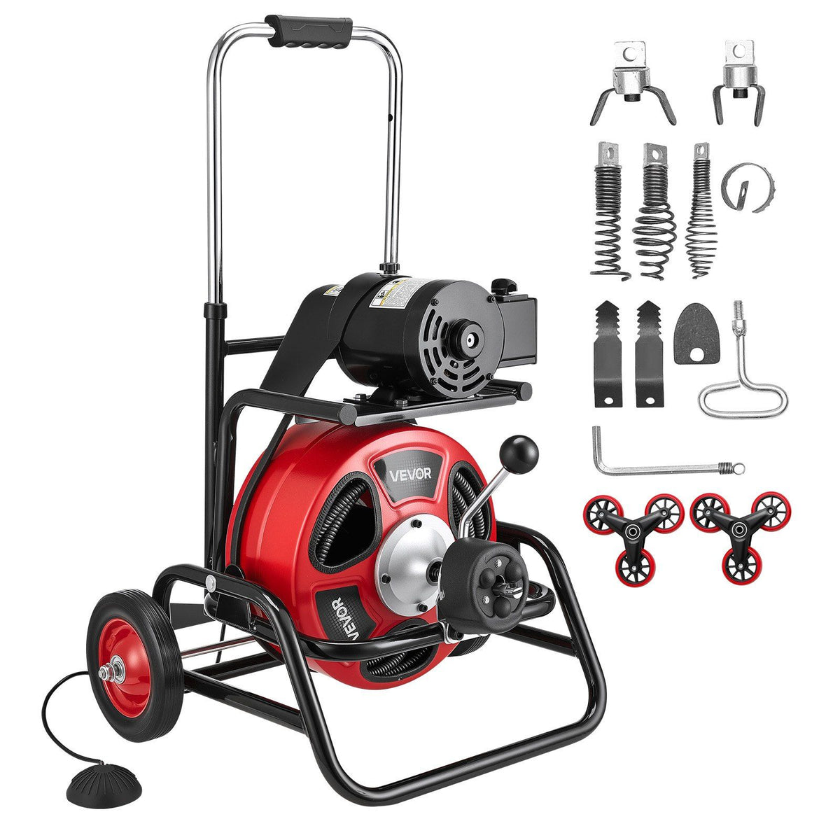 Drain Cleaner Machine 30m x 9.5mm, Auto Feed Sewer Snake Auger, Portable Drain Cleaning Machine with Climbing V952-GDSTJLSGTSZDG6NEF001V3