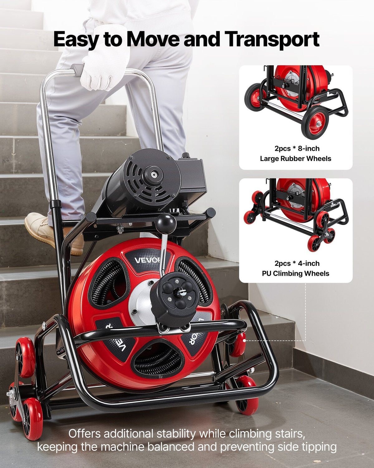 Drain Cleaner Machine 30m x 12.7mm, Auto Feed Sewer Snake Auger, Portable Drain Cleaning Machine with V952-GDSTJLSGTSZDYGHE9001V3