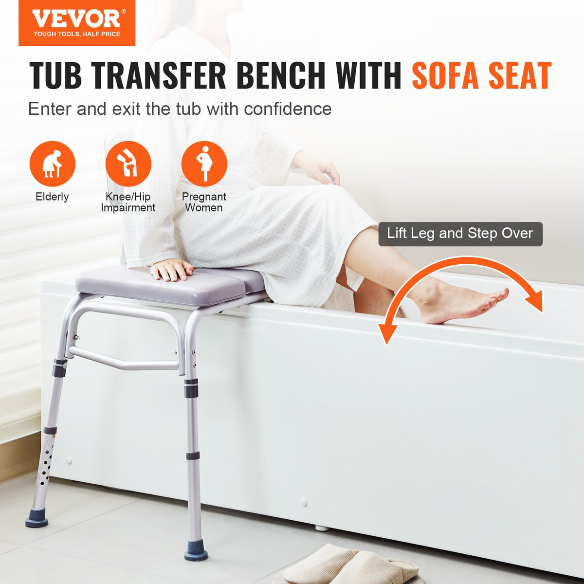Tub Transfer Bench for Bathtub 500lbs, Shower Seats for Adults, Lightweight Shower Bench for Elderly and V952-GDSYGZYTLSLB6DTHDV0