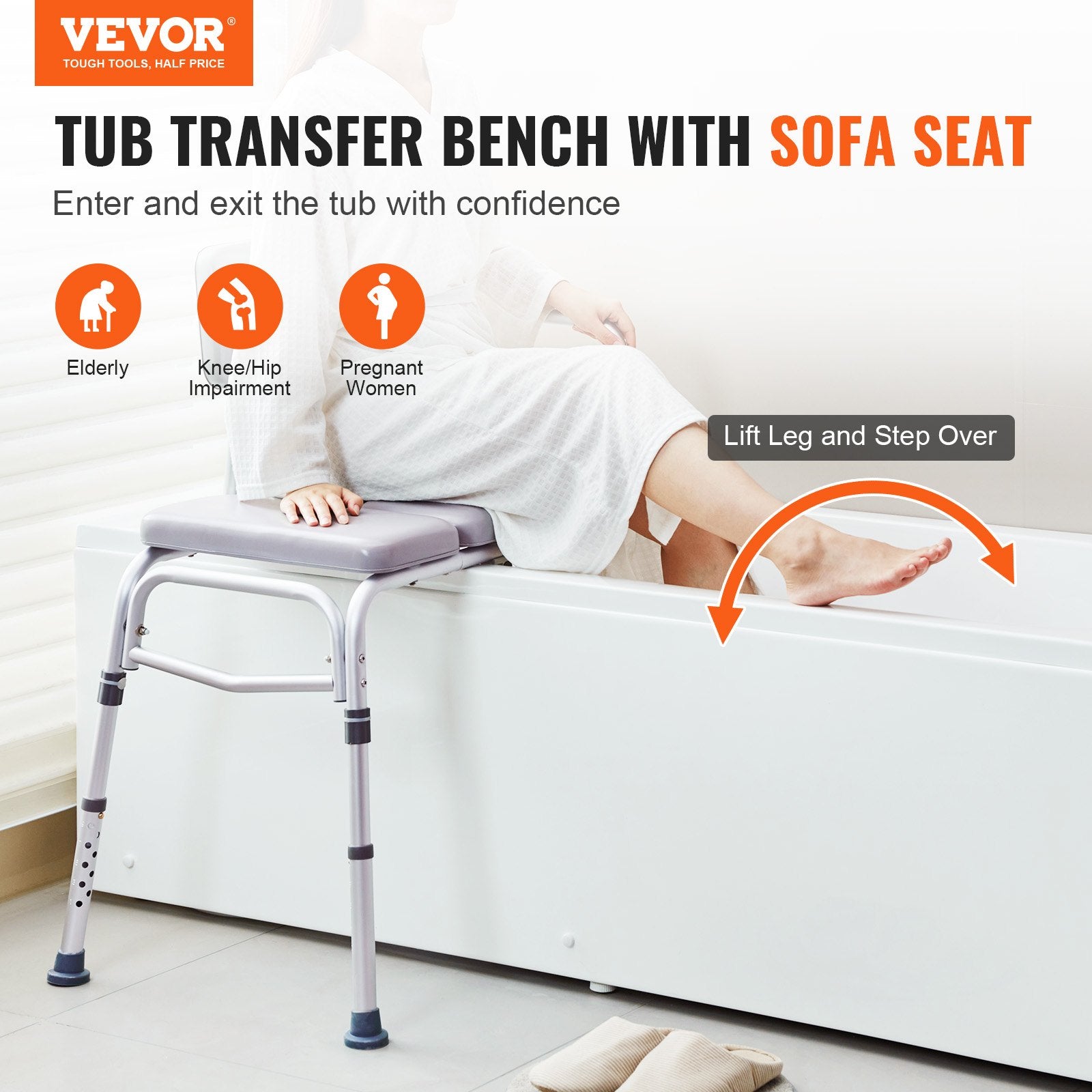 Tub Transfer Bench for Bathtub 500lbs, Shower Seats for Adults, Lightweight Shower Bench for Elderly and V952-GDSYGZYTLSLB6DTHDV0