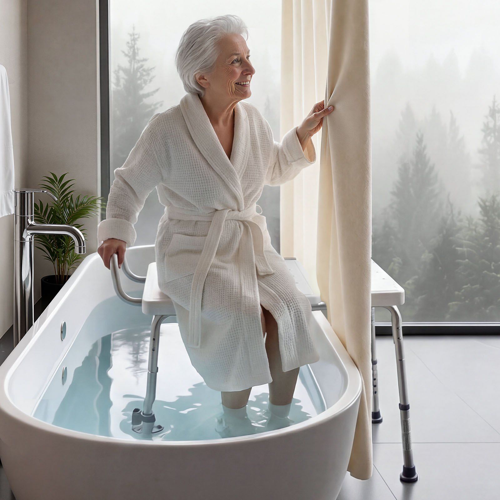 Tub Transfer Bench for Bathtub, 180 kg Capacity Heavy Duty Shower Chair with Arm, Backrest and Curtain Slot, V952-GDSYGZYTLSLB9D365001V0