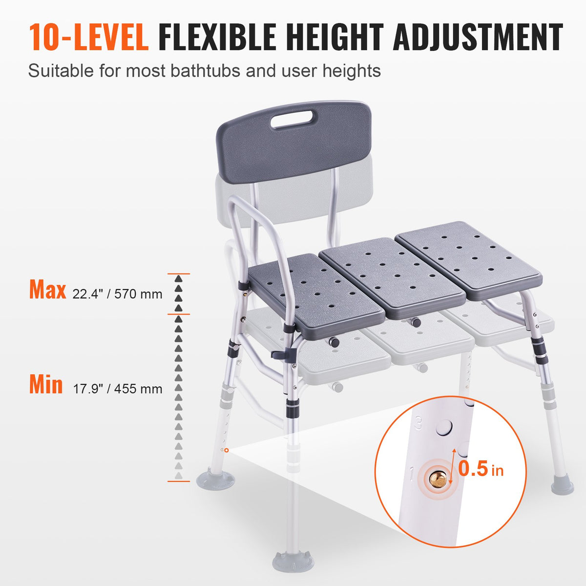 Tub Transfer Bench for Bathtub, Adjustable Shower Seats for Adults, Lightweight Shower Bench for Elderly and V952-GDSYGZYTLSLBISSULV0