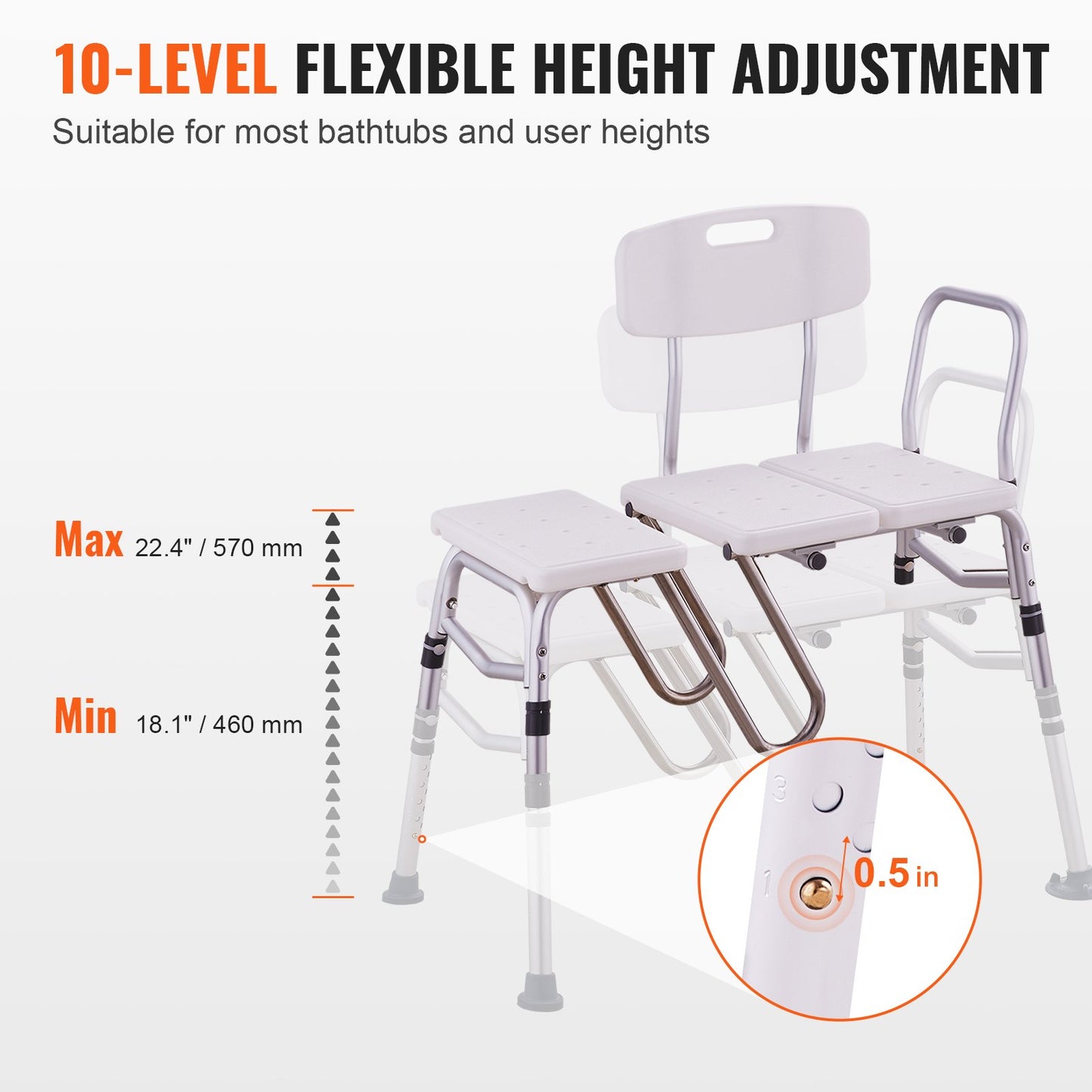 Tub Transfer Bench Bathtub Shower Seat for Senior Height Adjustable 400LBS V952-GDSYGZYTLSLBMPECKV0