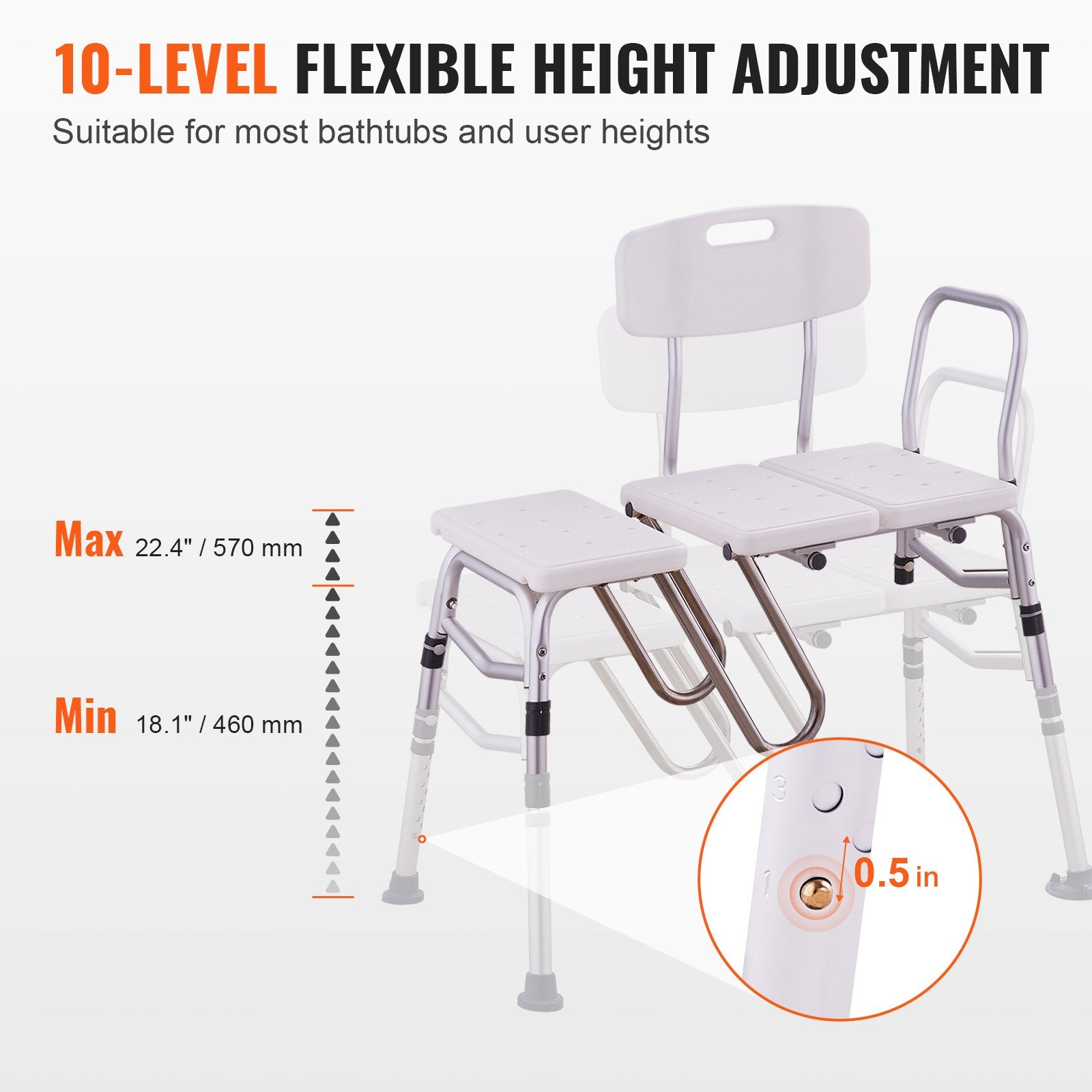 Tub Transfer Bench Bathtub Shower Seat for Senior Height Adjustable 400LBS V952-GDSYGZYTLSLBMPECKV0