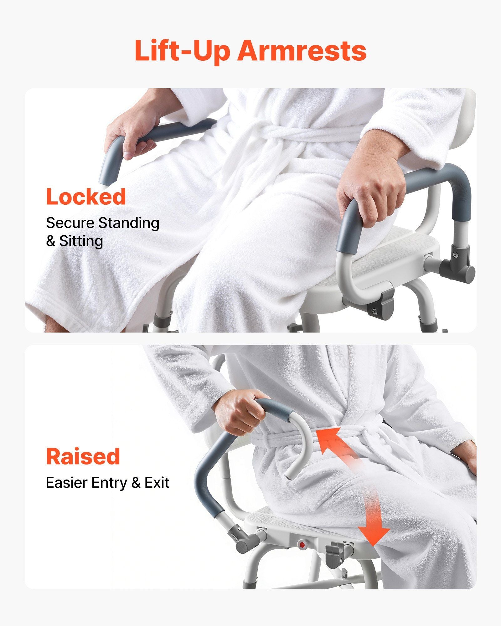 Swivel Shower Chair with Arms and Back, 227 kg Load Heavy Duty Bench Seat for Inside Shower Stall and V952-GDSYGZYTLSLKHO50K001V0