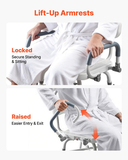 Swivel Shower Chair with Arms and Back, 227 kg Load Heavy Duty Bench Seat for Inside Shower Stall and V952-GDSYGZYTLSLKHO50K001V0