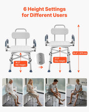 Swivel Shower Chair with Arms and Back, 227 kg Load Heavy Duty Bench Seat for Inside Shower Stall and V952-GDSYGZYTLSLKHO50K001V0
