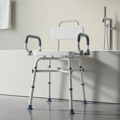 Swivel Shower Chair with Arms and Back, 227 kg Load Heavy Duty Bench Seat for Inside Shower Stall and V952-GDSYGZYTLSLKHO50K001V0