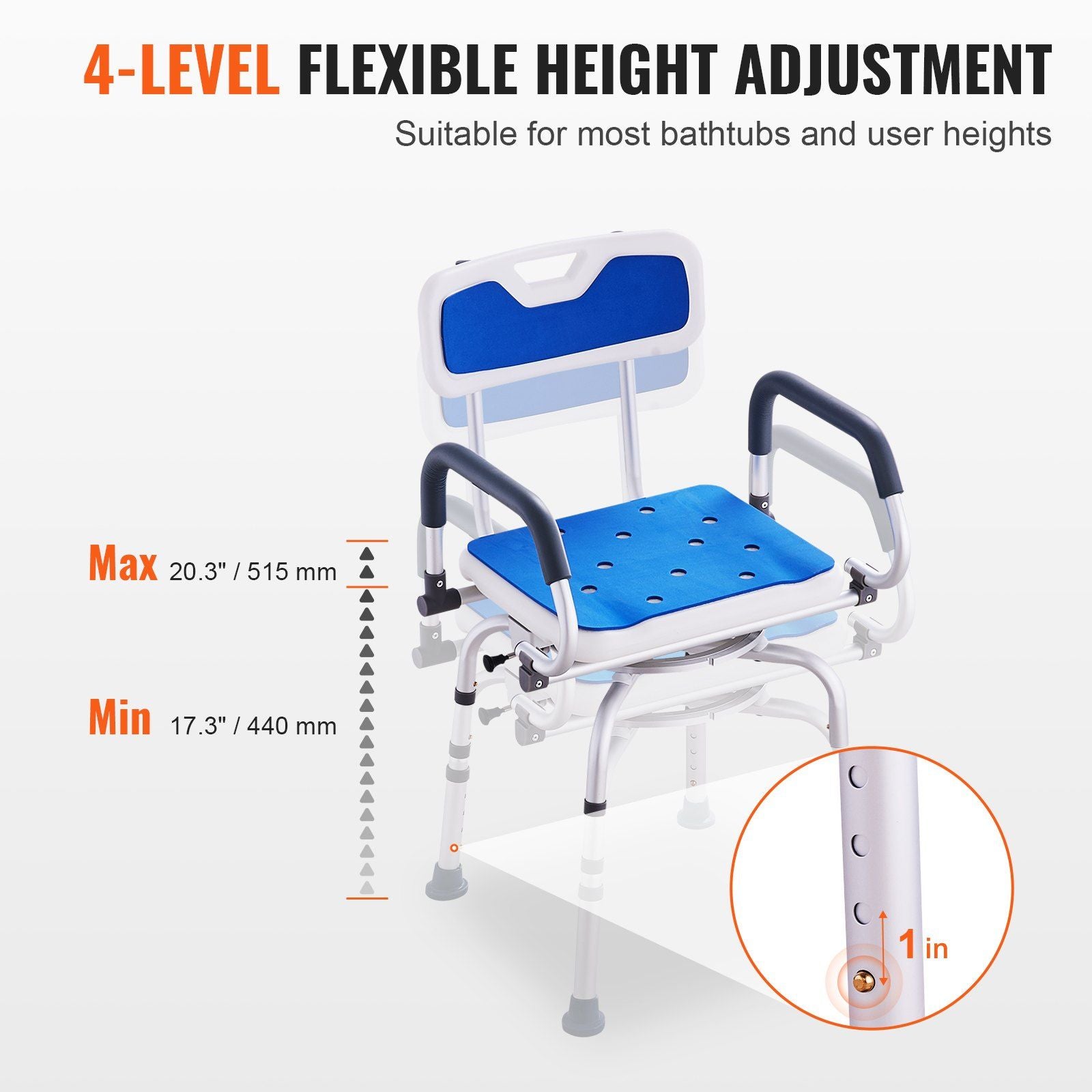 Swivel Shower Chair 360 Degree, Adjustable Shower Seat with Pivoting Arms for Inside Showers or Tubs, V952-GDSYGZYTLSLKLF6OHV0