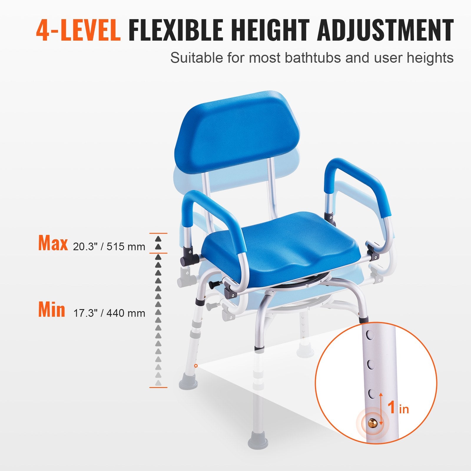 Swivel Shower Chair 360 Degree, Adjustable Shower Seat with Pivoting Arms & Padded Bath Seat for Inside V952-GDSYGZYTLSLKVG9ABV0