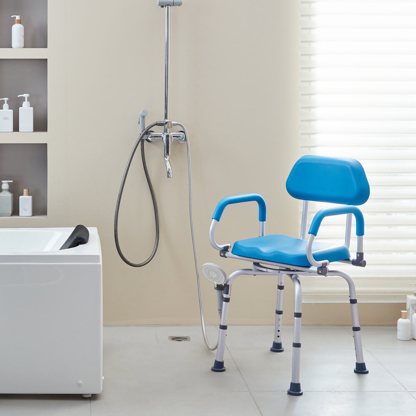 Swivel Shower Chair 360 Degree, Adjustable Shower Seat with Pivoting Arms & Padded Bath Seat for Inside V952-GDSYGZYTLSLKVG9ABV0