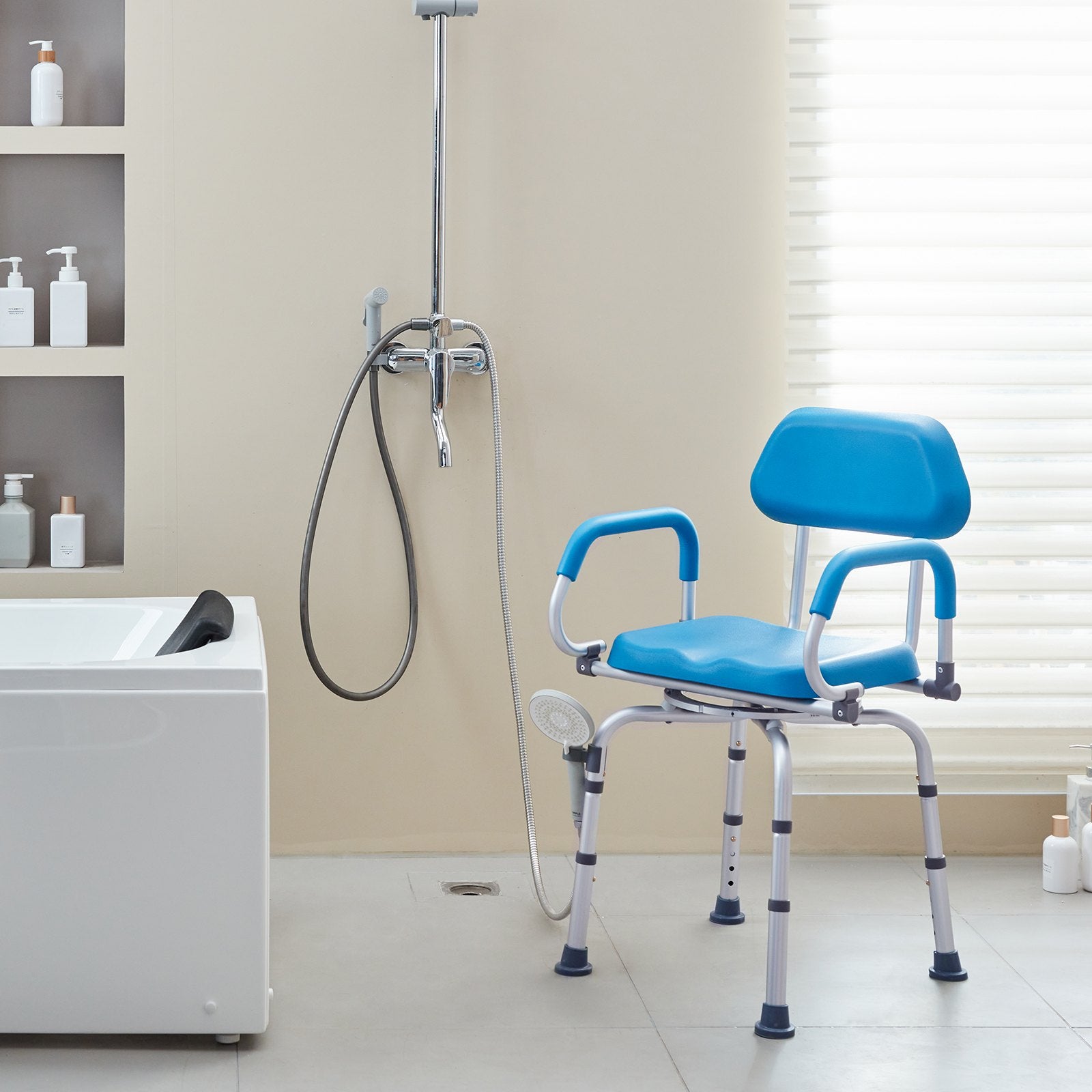Swivel Shower Chair 360 Degree, Adjustable Shower Seat with Pivoting Arms & Padded Bath Seat for Inside V952-GDSYGZYTLSLKVG9ABV0