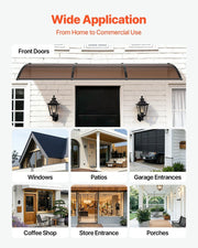 Awnings for Door Entrance, 965 x 2957 mm, Exterior Front Door Window Awnings with Drainage & ABS Bracket, V952-GDSZYP40120Y8FUG0001V0
