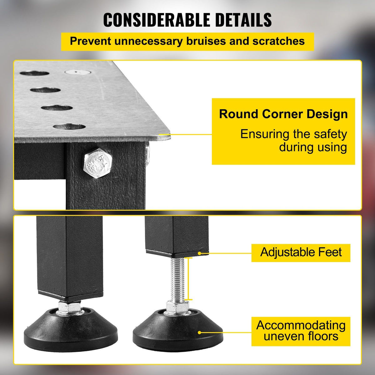 Welding Table 36" x 24", 800LBS Capacity Welding Workbench Table, Heavy-Duty Work Bench with 0.63" Fixture V952-GDXHZ800LB36HJ2L5V0