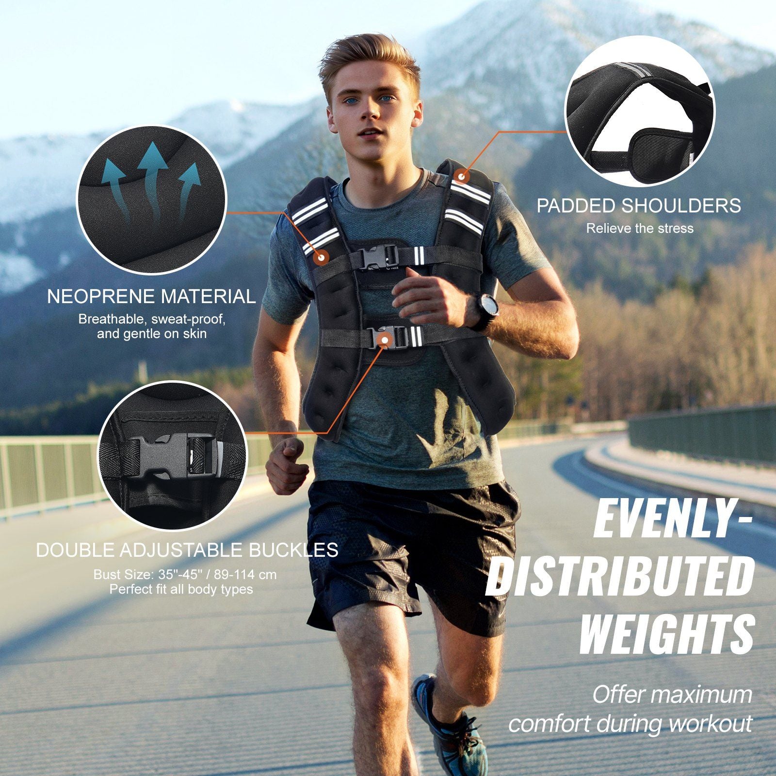 Weighted Vest, 16 lbs Weight Vest with Reflective Stripe, Adjustable Buckle Body Weight Vest for Men Women, V952-GDZLKXTS16LB1UQTTV0