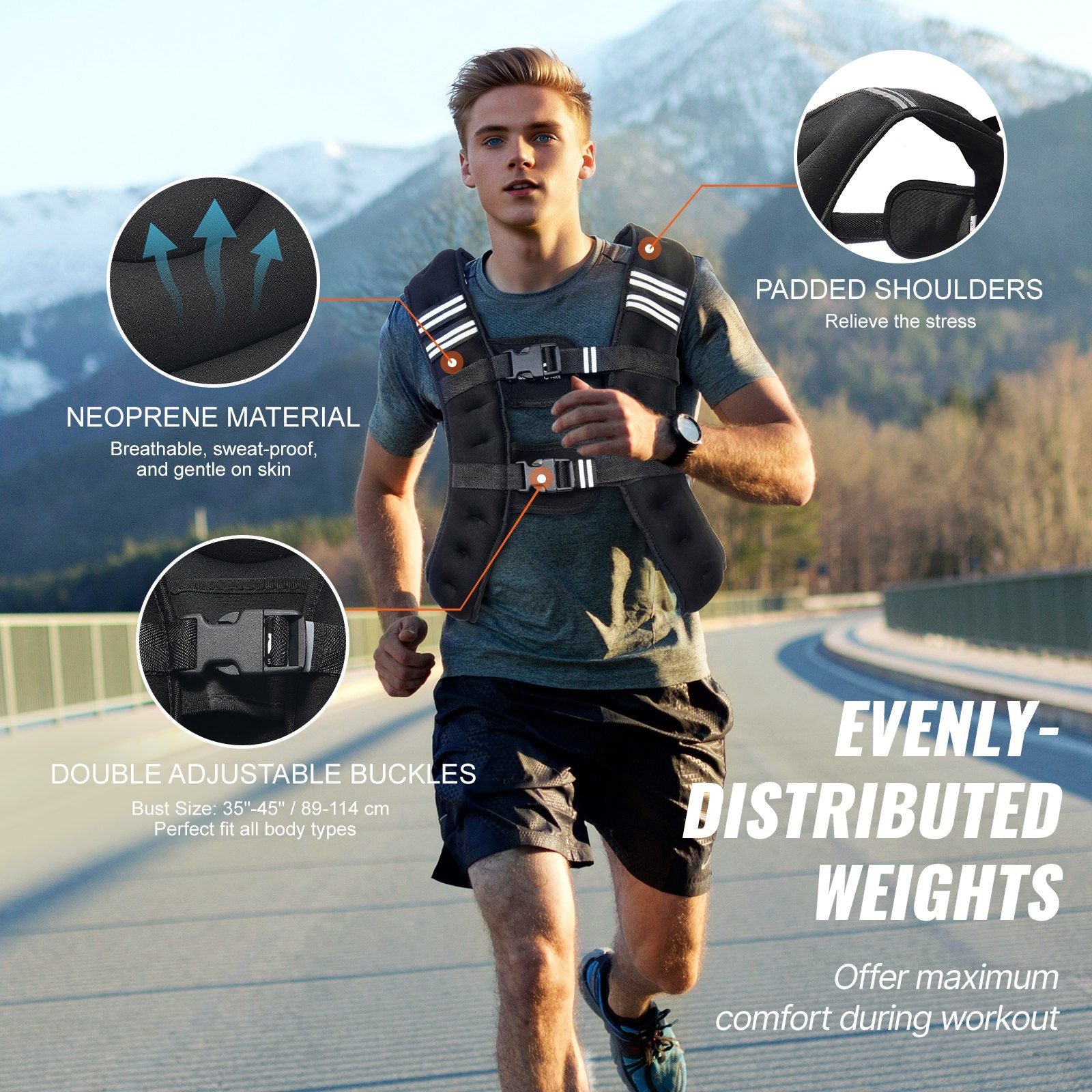 Weighted Vest, 20 lbs Weight Vest with Reflective Stripe, Adjustable Buckle Body Weight Vest for Men Women, V952-GDZLKXTS20LB3OHMJV0