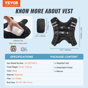 Weighted Vest, 20 lbs Weight Vest with Reflective Stripe, Adjustable Buckle Body Weight Vest for Men Women, V952-GDZLKXTS20LB3OHMJV0