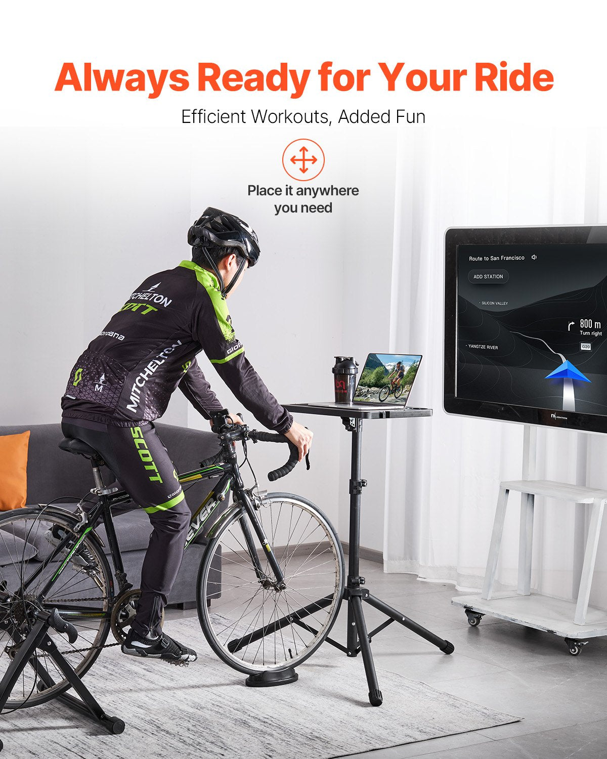 Stationary Cycling Desk Bike Trainer Fitness Desk with Triangle Support V952-GDZXCFWTBDGLCUC7SV0