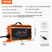Golf Cart Battery Charger, 18 AMP, Smart Club Car Charger with Crowfoot Plug, Compatible with Lead-Acid V952-GEFQCDCCDQBJ8TMUXV3