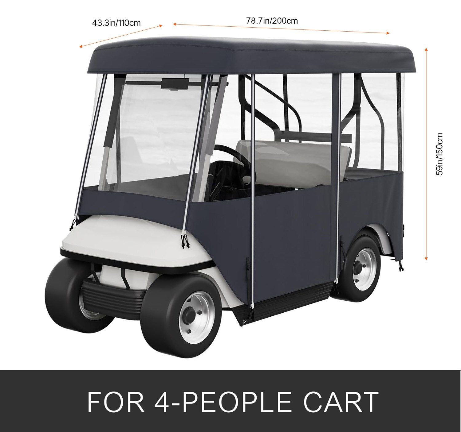 Golf Cart Enclosure, Polyester Driving Enclosure, Club Car Covers Universal Fits for 2+2 Passenger Golf V952-GEFYPCZ4ZHENC-011V0