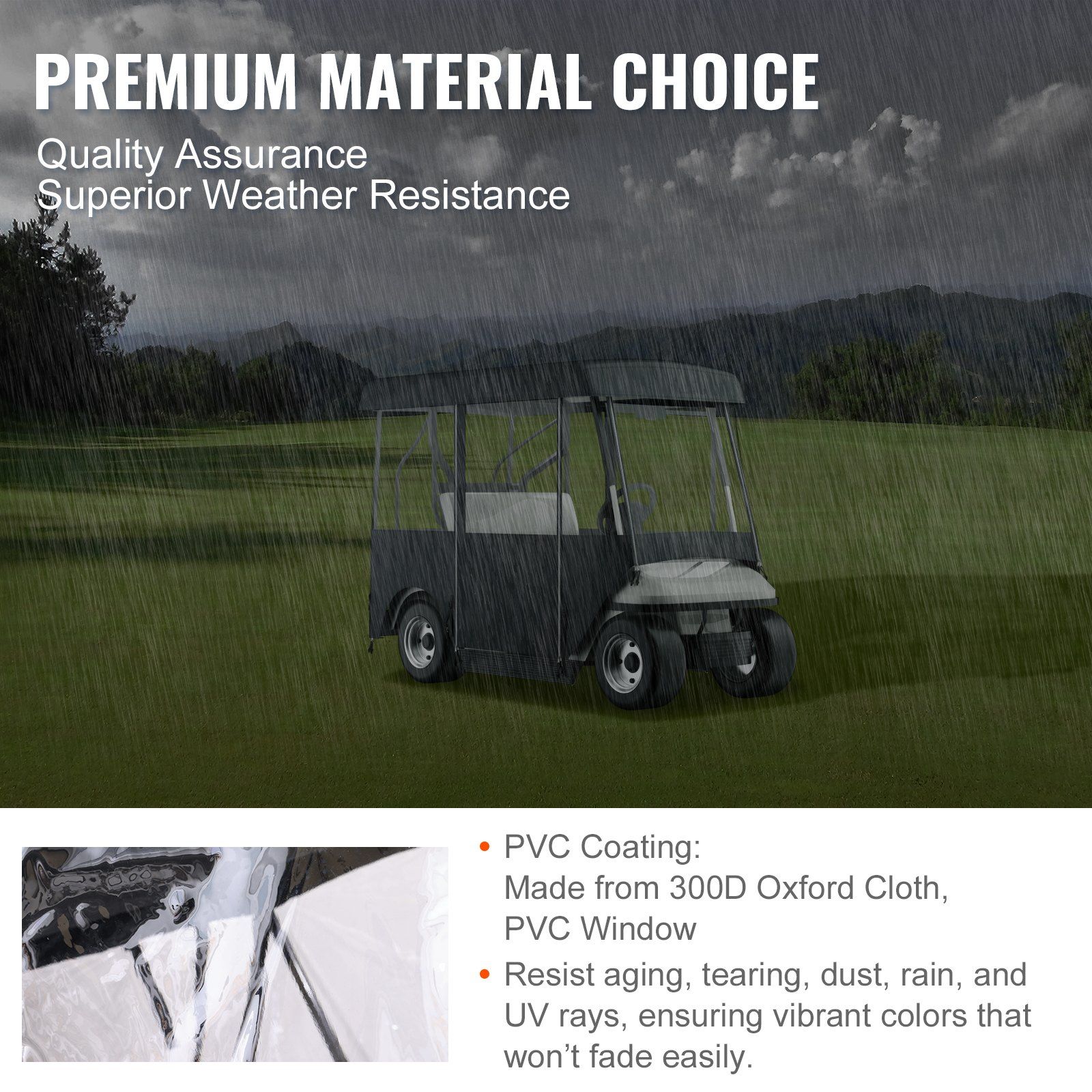 Golf Cart Enclosure, Polyester Driving Enclosure, Club Car Covers Universal Fits for 2+2 Passenger Golf V952-GEFYPCZ4ZHENC-011V0