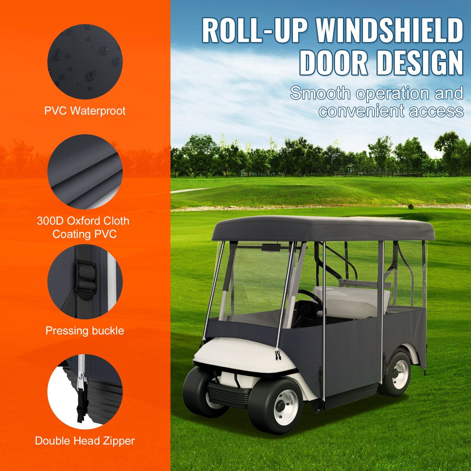 Golf Cart Enclosure, Polyester Driving Enclosure, Club Car Covers Universal Fits for 2+2 Passenger Golf V952-GEFYPCZ4ZHENC-011V0