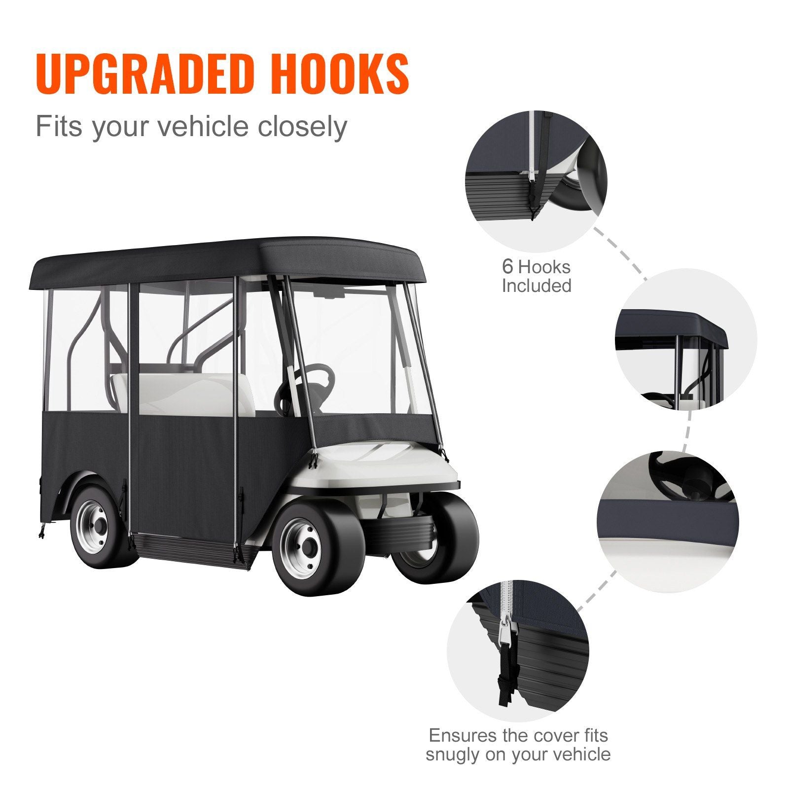 Golf Cart Enclosure, Polyester Driving Enclosure, Club Car Covers Universal Fits for 2+2 Passenger Golf V952-GEFYPCZ4ZHENC-011V0