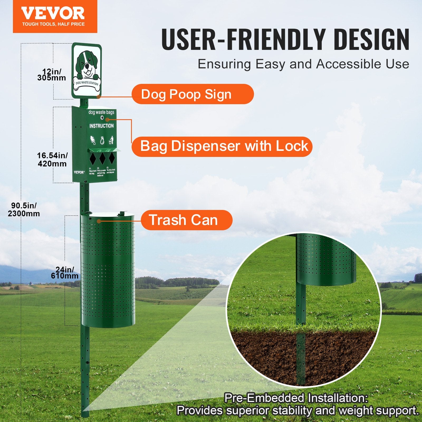 Dog Waste Station 11.5 Gallons Outdoor Dog Poop Station with 600 Bags V952-GFBZTZCWBYDXEKJXWV0