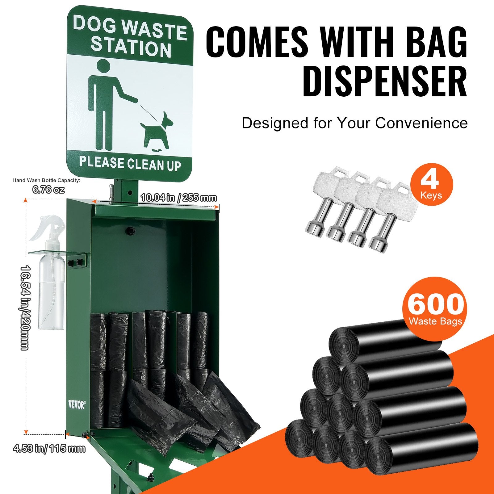 Dog Waste Station with 600 Dog Poop Bags Commercial Park Pet Poop Station V952-GFBZTZDXGSYBM1LVVV0