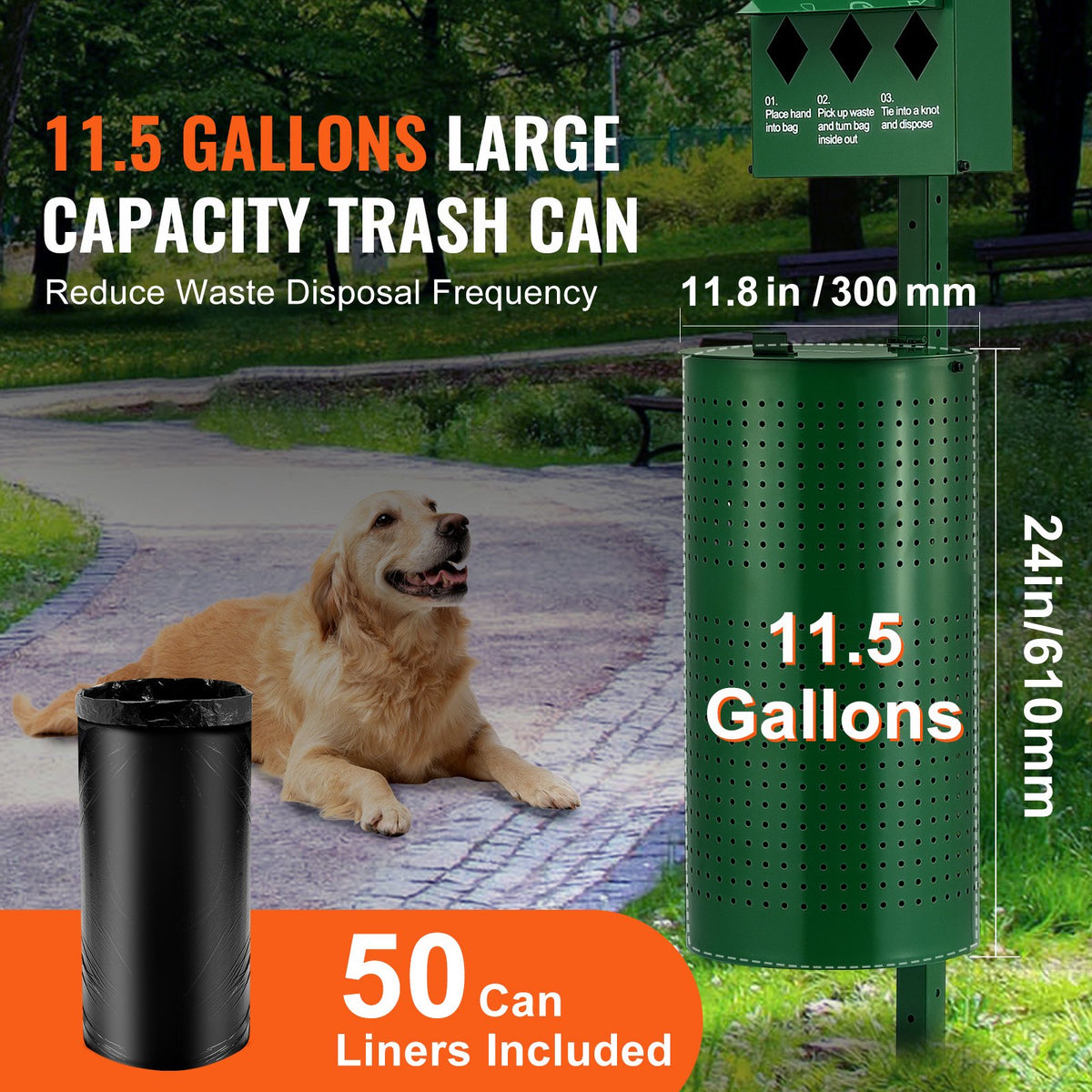 Dog Waste Station with 600 Dog Poop Bags Commercial Park Pet Poop Station V952-GFBZTZDXGSYBM1LVVV0