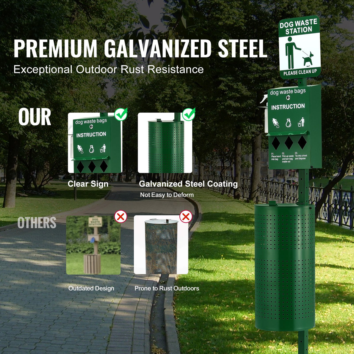 Dog Waste Station with 600 Dog Poop Bags Commercial Park Pet Poop Station V952-GFBZTZDXGSYBM1LVVV0