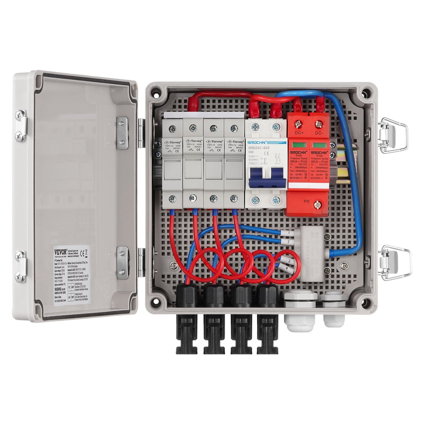 Solar PV Combiner Box 4 String 10A for Solar Panel System ABS Case IP65 V952-GFHLX4HL10ASCPG1OY3