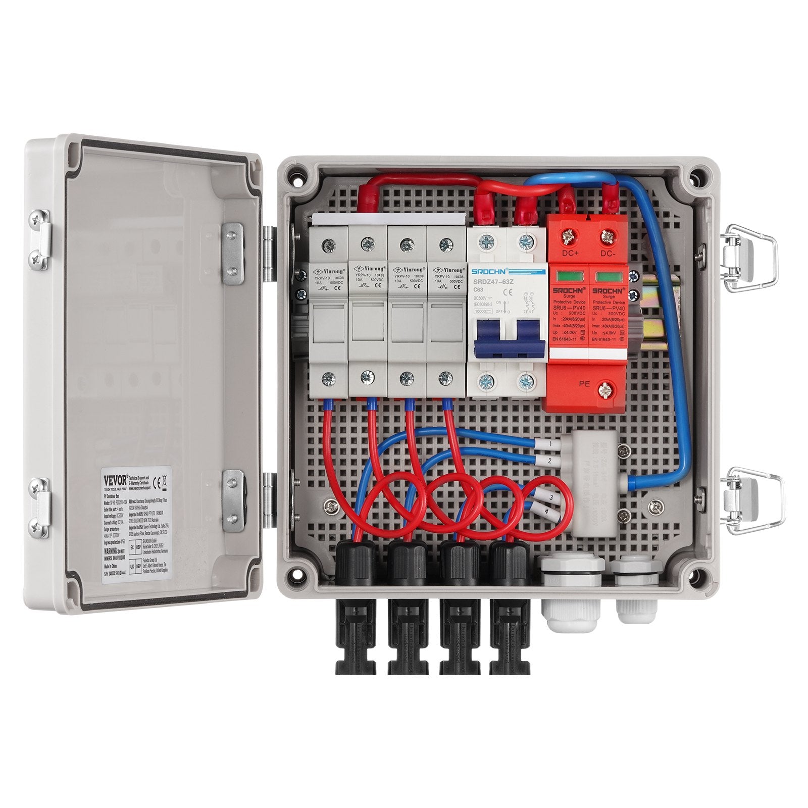 Solar PV Combiner Box 4 String 10A for Solar Panel System ABS Case IP65 V952-GFHLX4HL10ASCPG1OY3
