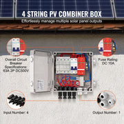 Solar PV Combiner Box 4 String 10A for Solar Panel System ABS Case IP65 V952-GFHLX4HL10ASCPG1OY3
