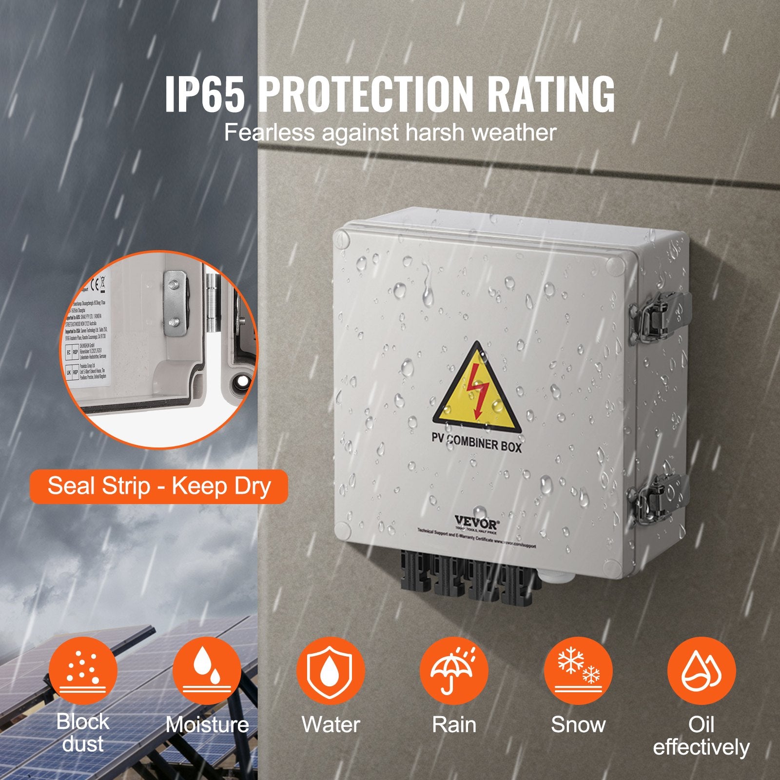 Solar PV Combiner Box 4 String 10A for Solar Panel System ABS Case IP65 V952-GFHLX4HL10ASCPG1OY3