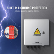 PV Combiner Box, 4 String, Solar Combiner Box with 15A Rated Current Fuse 63A Circuit Breaker Lightning V952-GFHLX4HL15ATMYRICY3