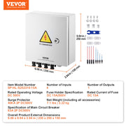 PV Combiner Box, 4 String, Solar Combiner Box with 15A Rated Current Fuse 63A Circuit Breaker Lightning V952-GFHLX4HL15ATMYRICY3