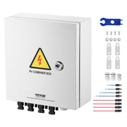 PV Combiner Box, 4 String, Solar Combiner Box with 15A Rated Current Fuse 63A Circuit Breaker Lightning V952-GFHLX4HL15ATMYRICY3