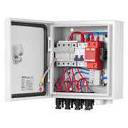 PV Combiner Box, 4 String, Solar Combiner Box with 15A Rated Current Fuse 63A Circuit Breaker Lightning V952-GFHLX4HL15ATMYRICY3