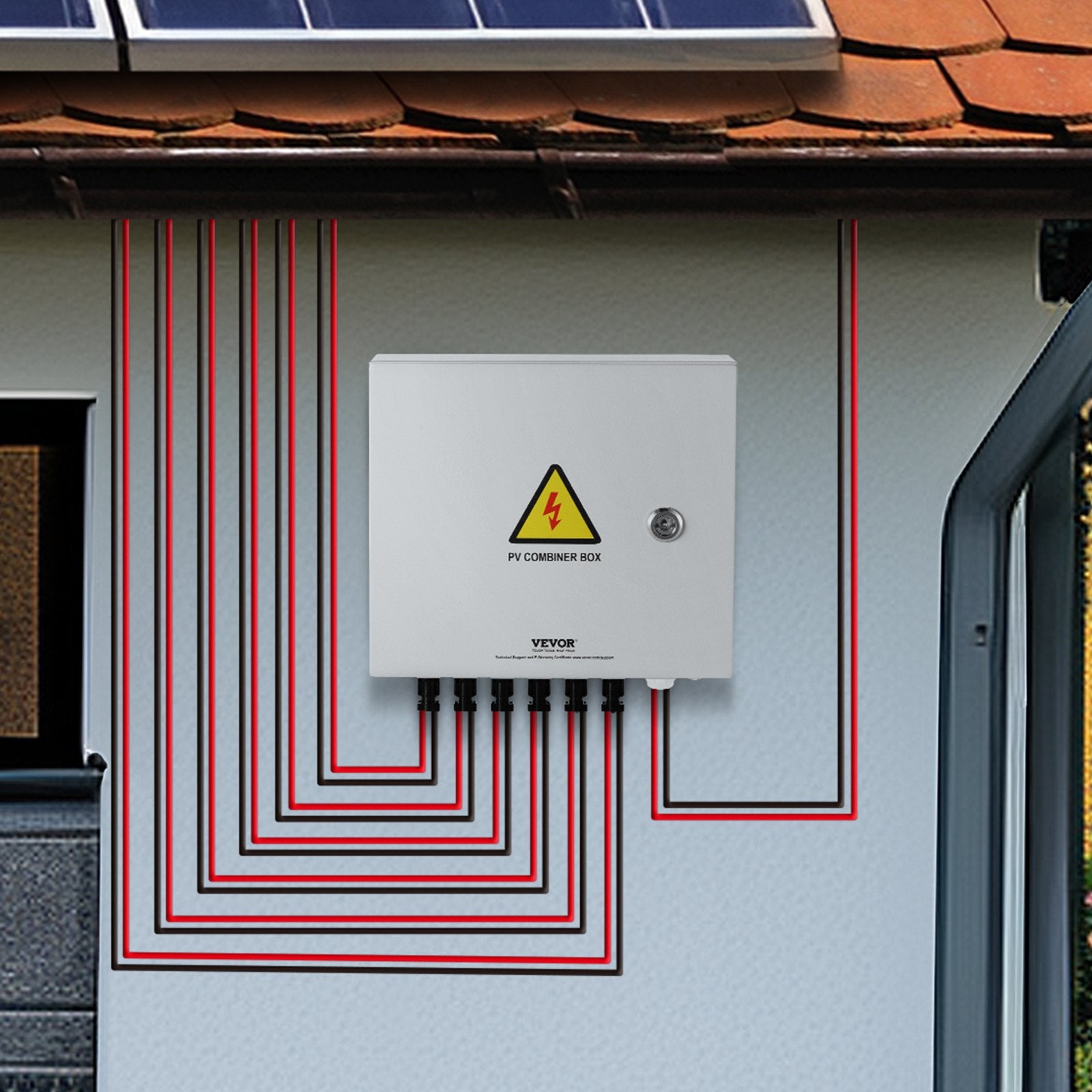 Solar PV Combiner Box 6 String 10A for Solar Panel System Steel Case IP65 V952-GFHLX6HL10ATXX3C2Y3