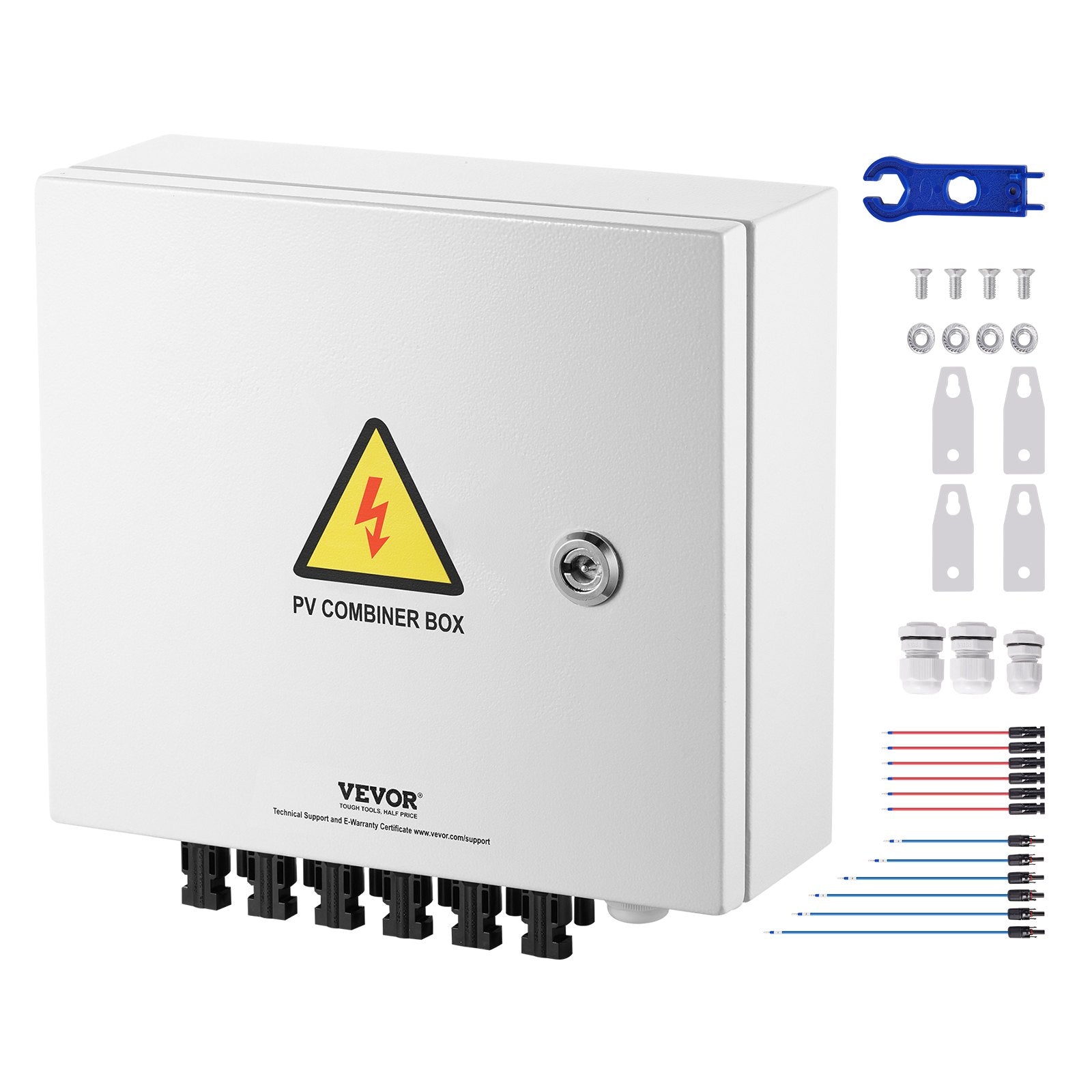 Solar PV Combiner Box 6 String 10A for Solar Panel System Steel Case IP65 V952-GFHLX6HL10ATXX3C2Y3
