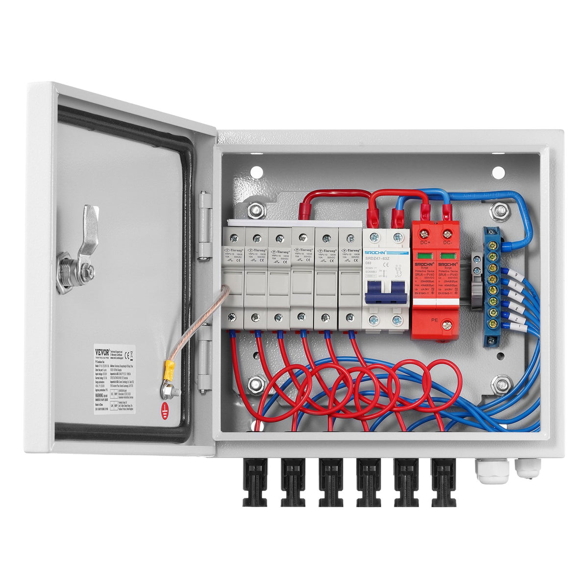 Solar PV Combiner Box 6 String 15A for Solar Panel System Steel Case IP65 V952-GFHLX6HL15ATXZH6YY3
