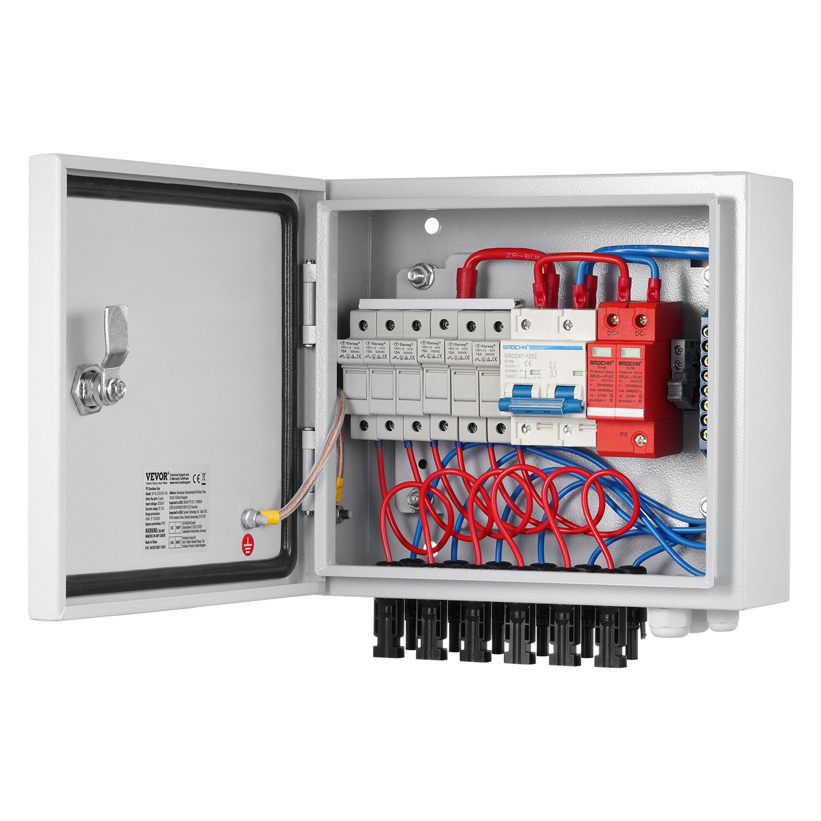 Solar PV Combiner Box 6 String 15A for Solar Panel System Steel Case IP65 V952-GFHLX6HL15ATXZH6YY3