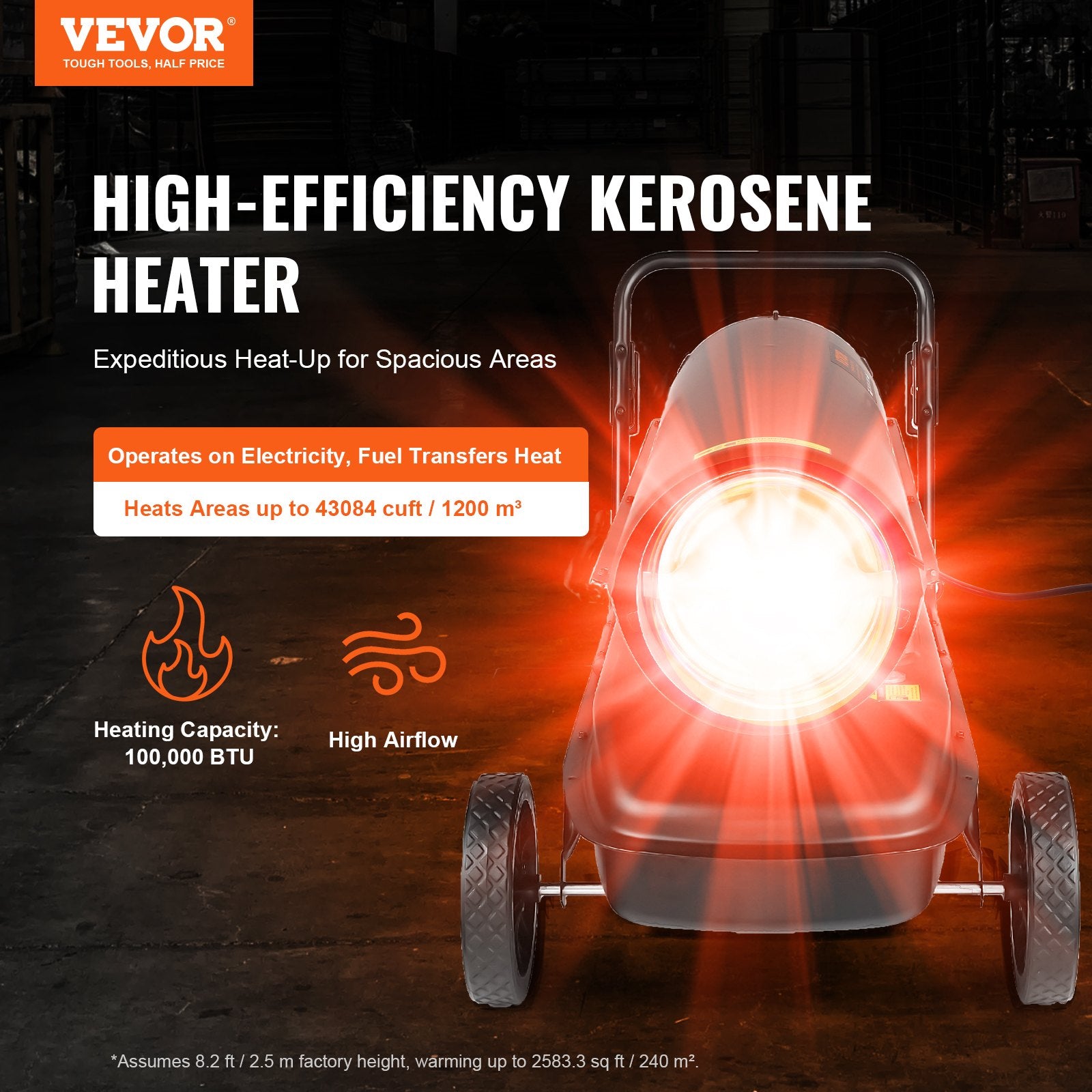 100000Btu Kerosene/Diesel Forced Air Torpedo Space Heater with Thermostat V952-GFSMYQNQ1000RLUKNV3