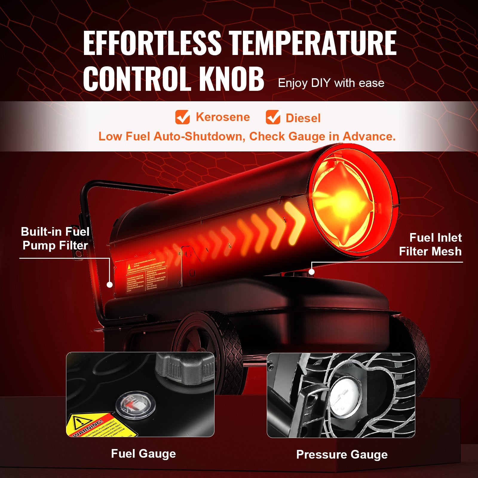 100000Btu Kerosene/Diesel Forced Air Torpedo Space Heater with Thermostat V952-GFSMYQNQ1000RLUKNV3
