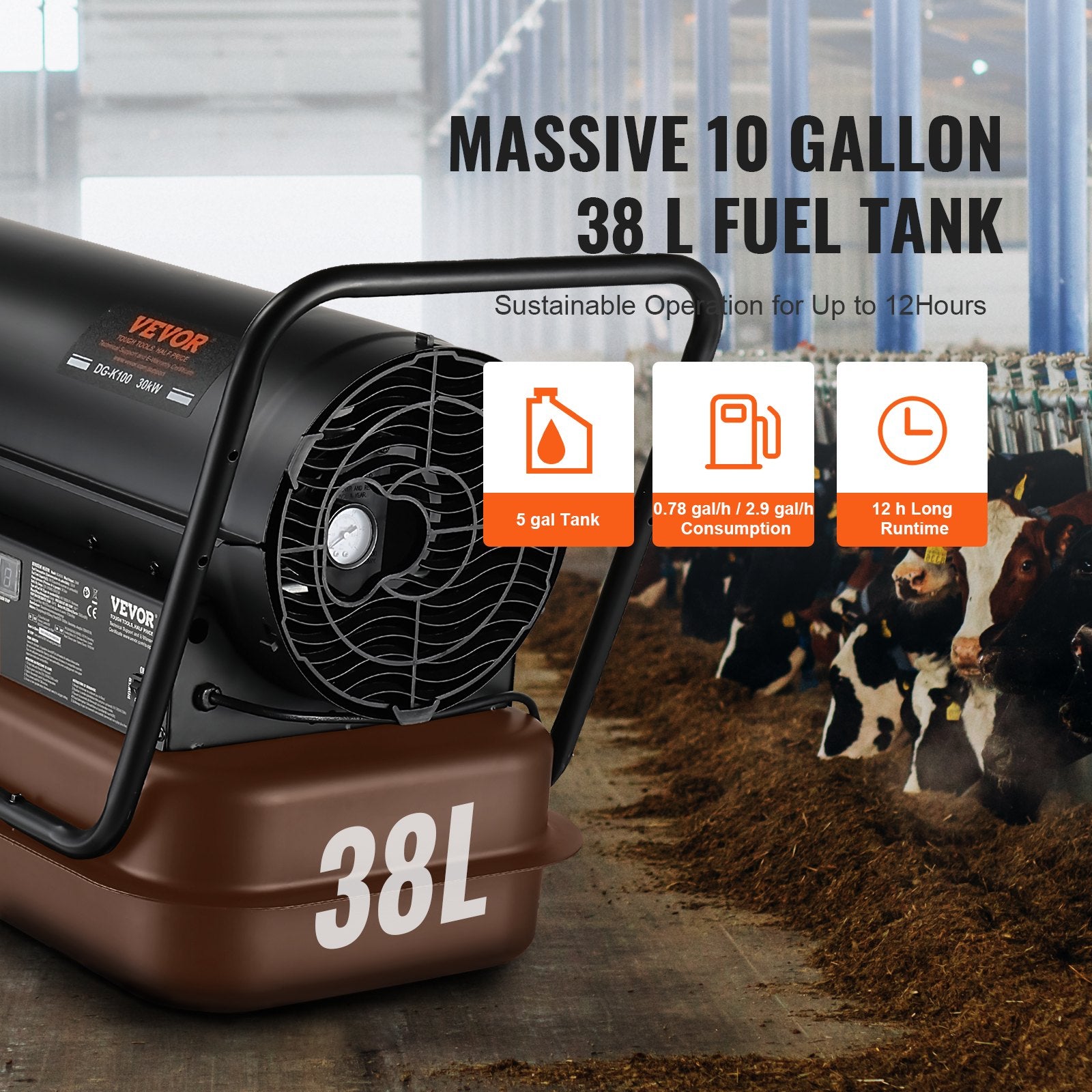 100000Btu Kerosene/Diesel Forced Air Torpedo Space Heater with Thermostat V952-GFSMYQNQ1000RLUKNV3